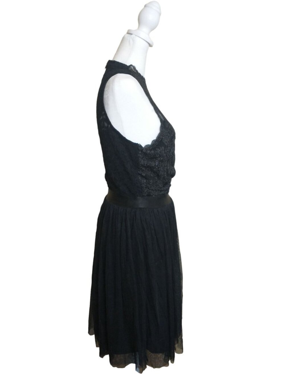 Black Lace A Line Ballerina Core Cocktail Dress Size Small - Picture 3 of 12